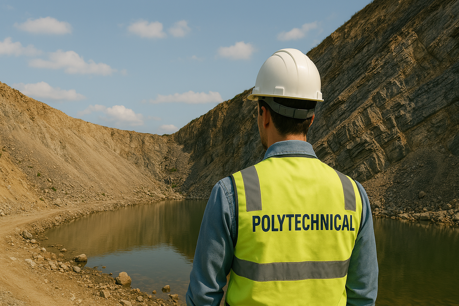 Geological engineer overlooking a quarry site
